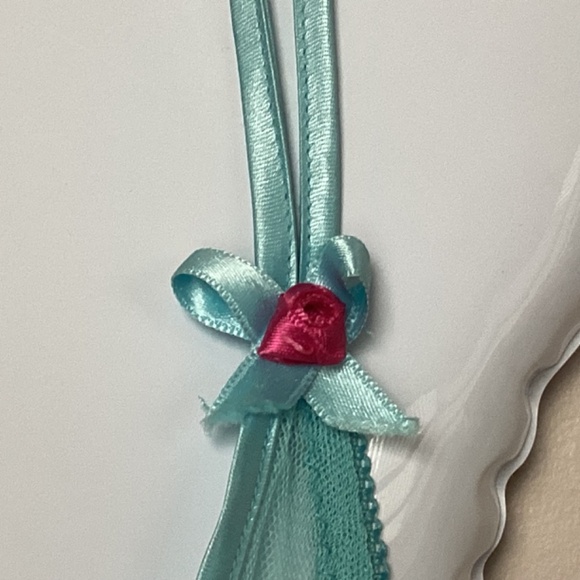 *NWOT* Vintage Agent Provocateur Mesh Lingerie Set - Ice Blue with Pink Rosettes - Picture 7 of 16